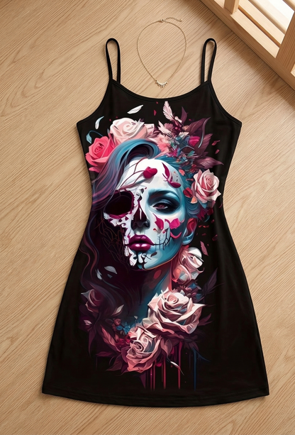 Vestido Mini "Catrina Galáctica" – Edición Floral de Fantasía