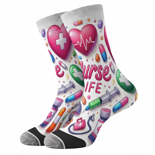 Calcetines Nurse Life – Divertidos y Cómodos para Enfermeras y Personal Sanitario